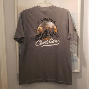 Rugged Christian Ephisians 2 8-10  Grey Tshirt Short Sleeves Sz M Cotton Blend